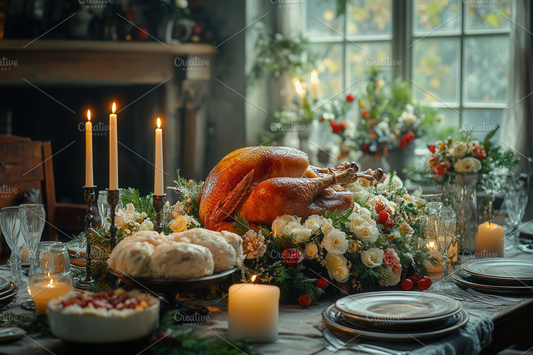 Elegant dinner table setup featuring, a Photo by Tanuart