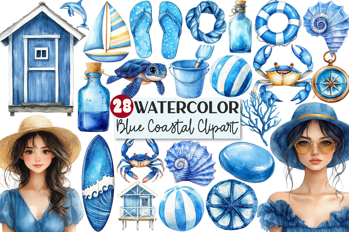 Blue Coastal Clipart, an Illustration by Rose Art (Photo 1 of 4)