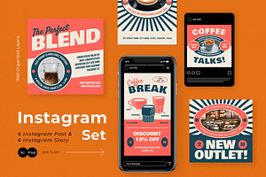 White Retro Instagram Pack, a Social Media Template by graphicook