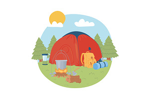 camping adventure travel, an Illustration by studiogstock