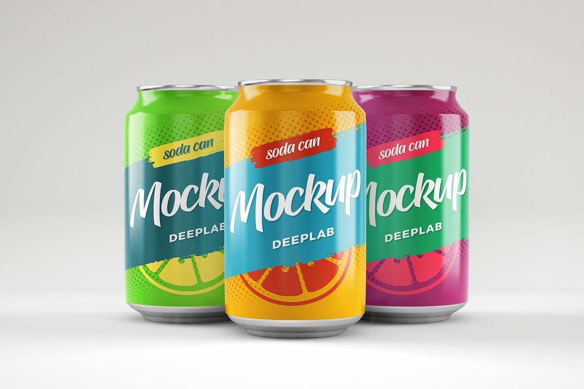 Soda Can Mockup Set, a Packaging Mockup by Deeplab (Photo 10 of 17)