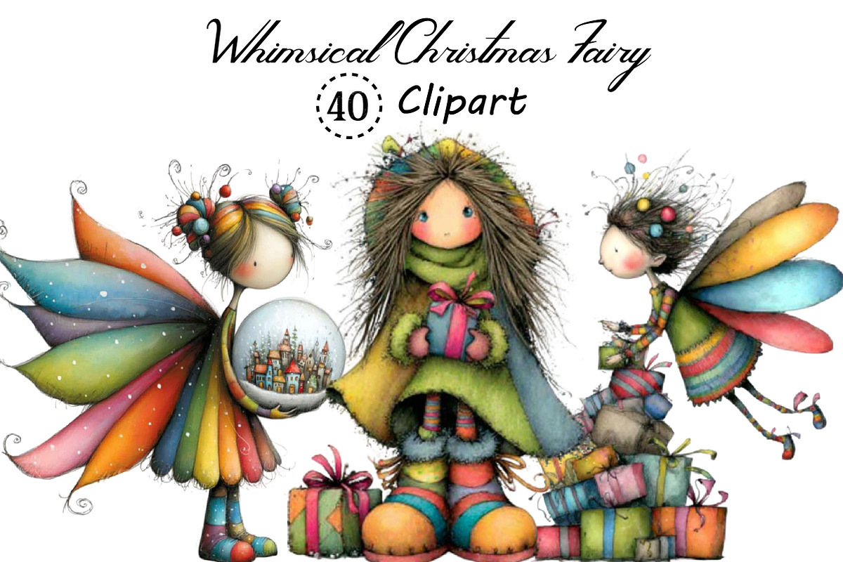 Whimsical Christmas Fairy Clipart, an Illustration by Creative Art (Photo 1 of 12)
