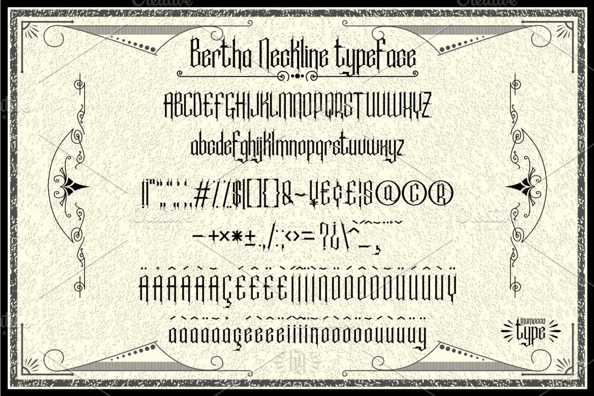 Bertha Neckline, a Blackletter Font by inumocca_type (Photo 3 of 5)