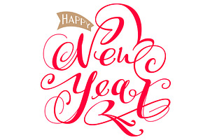 Happy new year ornate lettering text