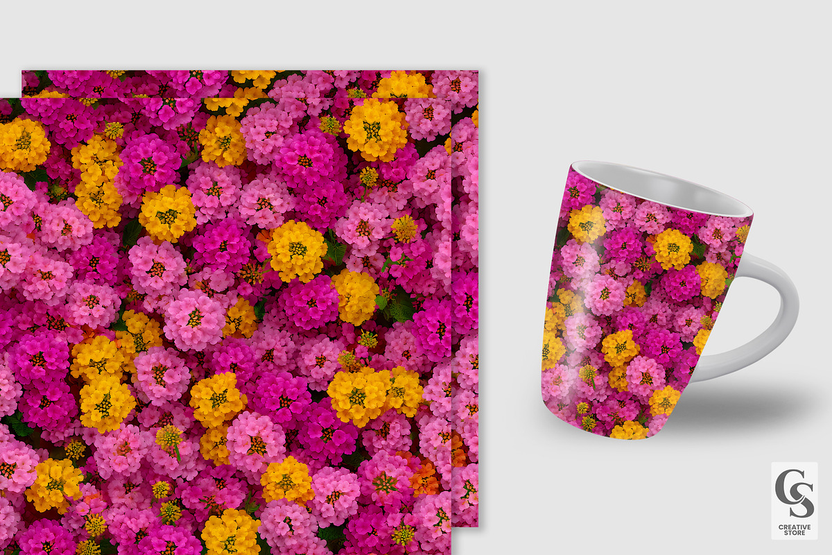 Pink Summer Lantana Flowers Pattern, a Pattern Graphic by Creative Store (Photo 3 of 5)