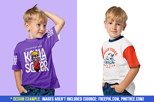 Realistic Kids Boy T-Shirt Mockups