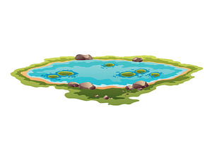Picturesque natural pond. Concept of, an Illustration by the8monkey