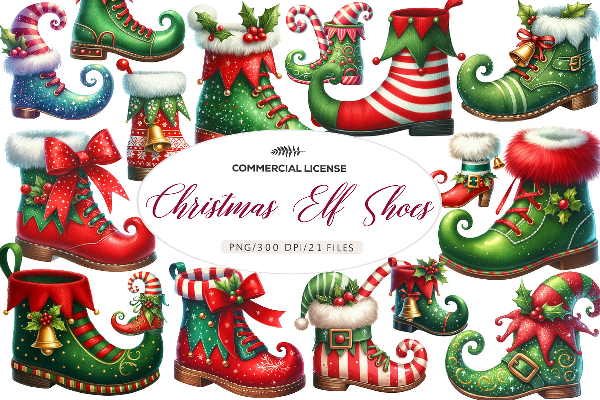 Christmas Elf Shoes Clipart, an Illustration by CreationArt (Photo 1 of 5)