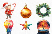 Merry & Bright Christmas Clipart, an Illustration by Craft Nest (Thumbnail 2 of 6)