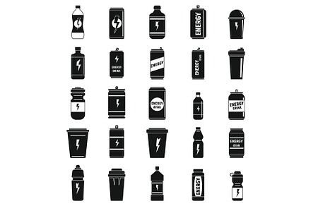 Energetic drink bootle icons set, a Food Illustration by Ylivdesign