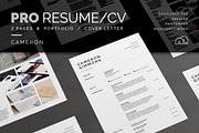 Pro Resume/CV - Cameron, a Resume Template by bilmaw creative (Thumbnail 1 of 3)