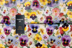 12 Pansies Seamless Patterns