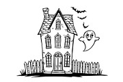 Haunted House & Pumpkin Art, an Illustration by musafir_fashion (Thumbnail 2 of 16)