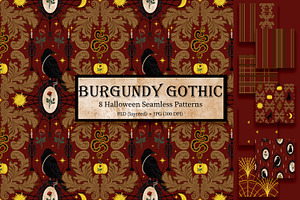 Burgundy Gothic Halloween Patterns
