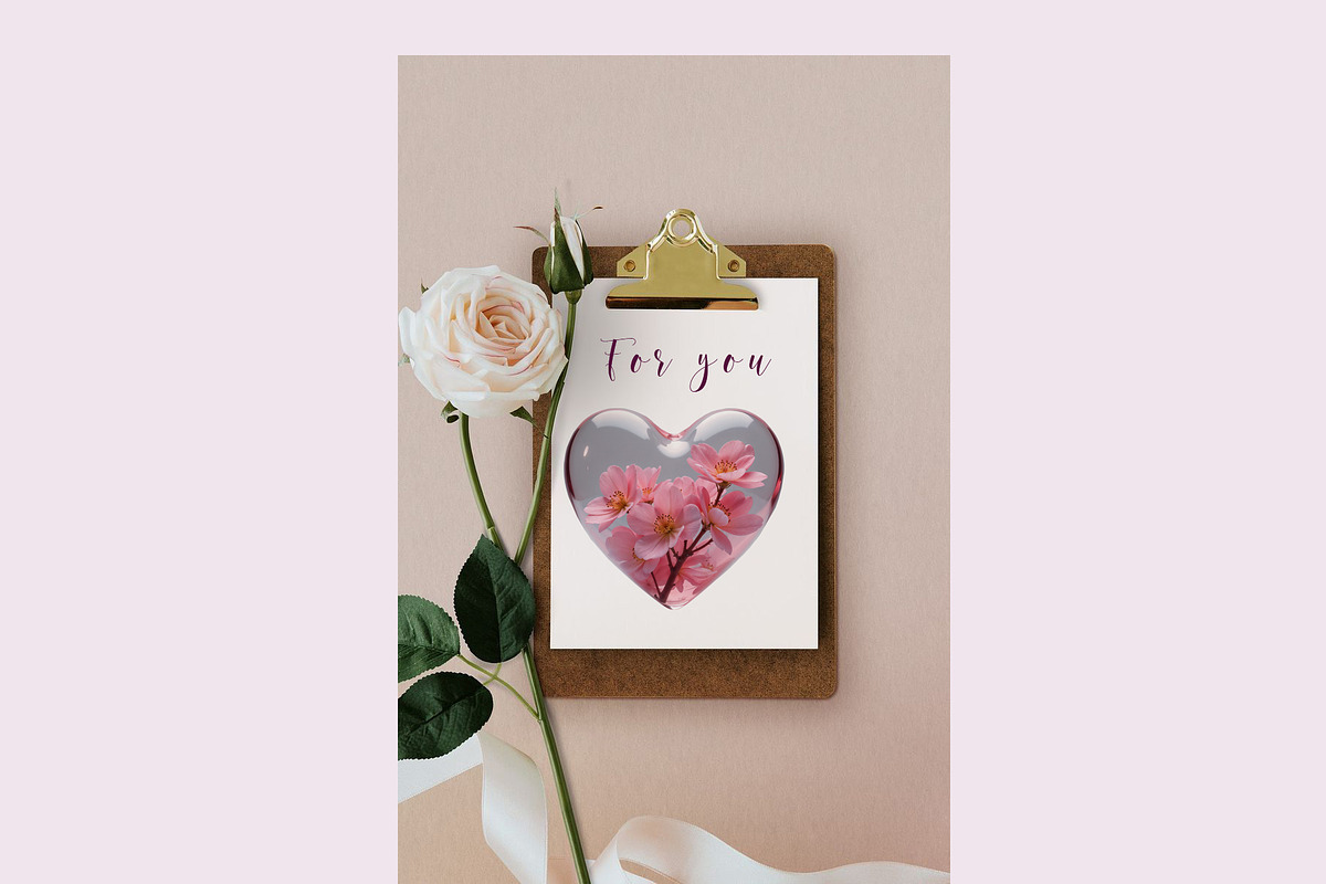 Glass Heart Flowers Clip Art, a Decorative Illustration by TetianaArt (Photo 3 of 10)