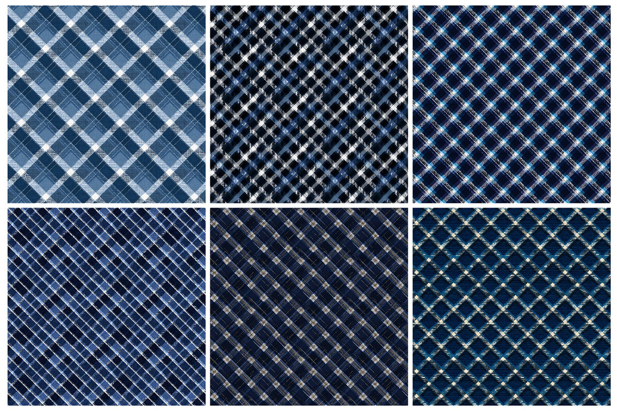 Navy Blue Plaid Patterns, a Texture Illustration by DreamPrint404