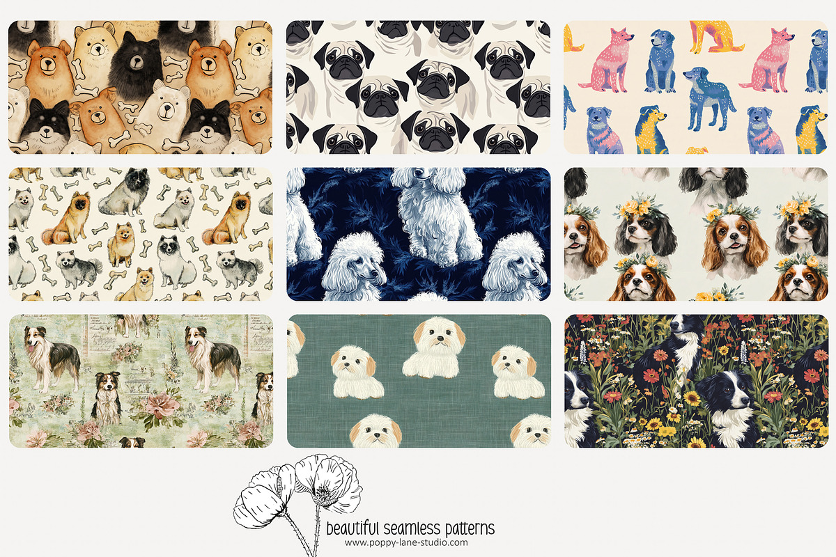 80 dog seamless pattern, a Pattern Graphic by Poppy Lane Studio (Photo 10 of 11)