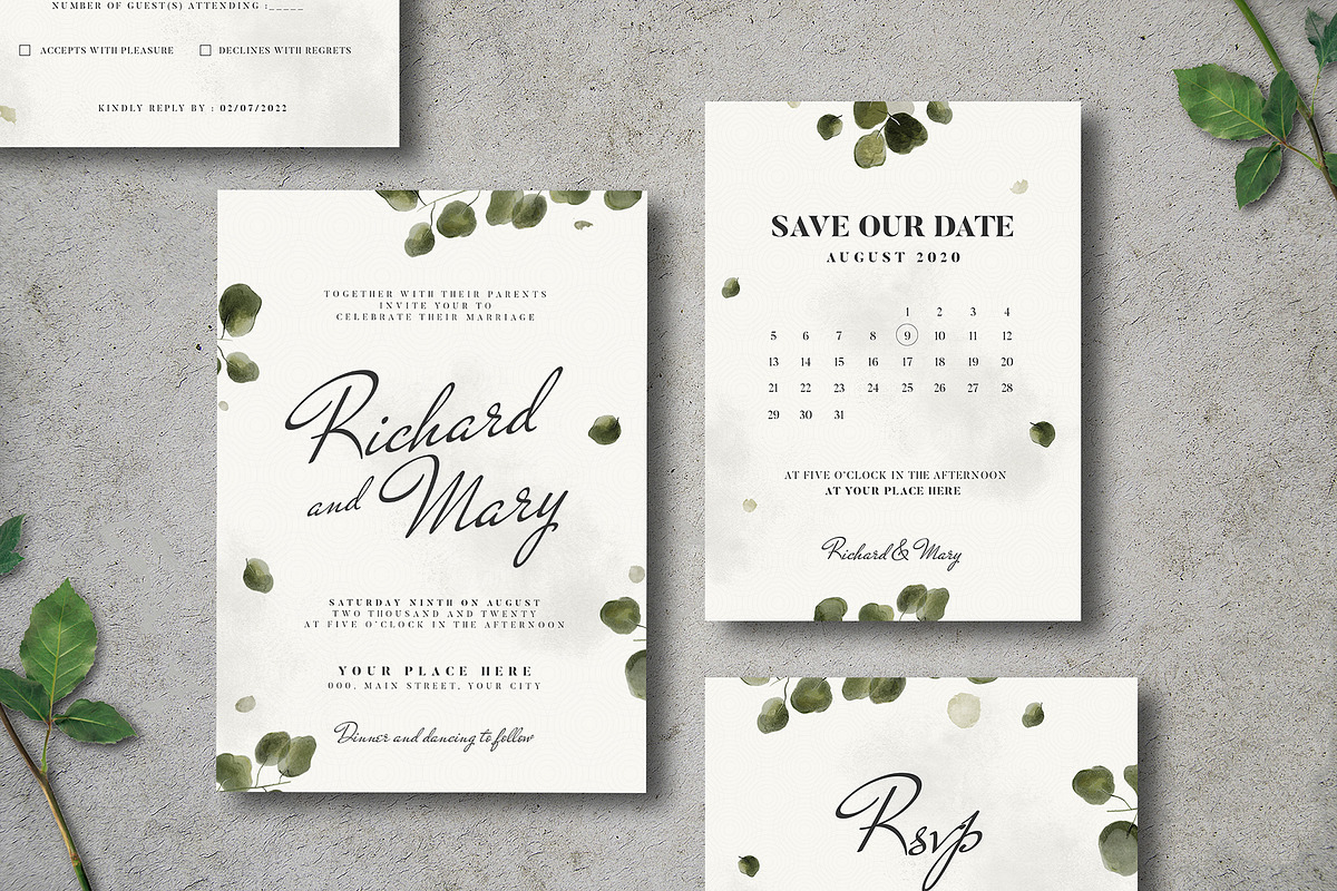 Leaves Wedding Invitation Suite, an Invitation Template by Vynetta (Photo 1 of 5)