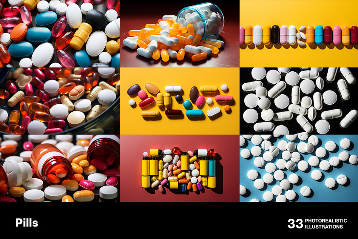 Pills. 33 images, a Healthcare Illustration by Handmadefont (Photo 2 of 10)