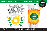 Sunflower Wrap Venti Cold Cup 24 Oz, an Object Graphic by ClipartMuchLove (Thumbnail 1 of 4)