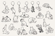 Winnie the Pooh Line Art Clipart, an Animal Illustration by SvetaArtStore (Thumbnail 6 of 9)