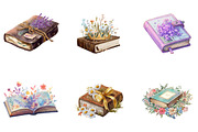 Watercolor Floral Books Clipart, an Illustration by DreamArtGraphic (Thumbnail 4 of 5)