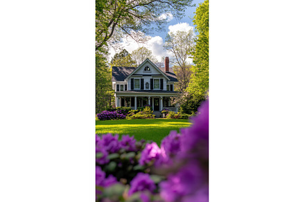 Charming house surrounded by flowers, an Architecture Photo by Beautiful things