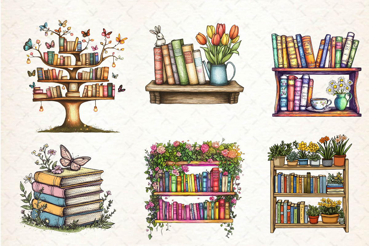 Spring Bookshelves Clipart, an Illustration by Dream Creation (Photo 5 of 6)