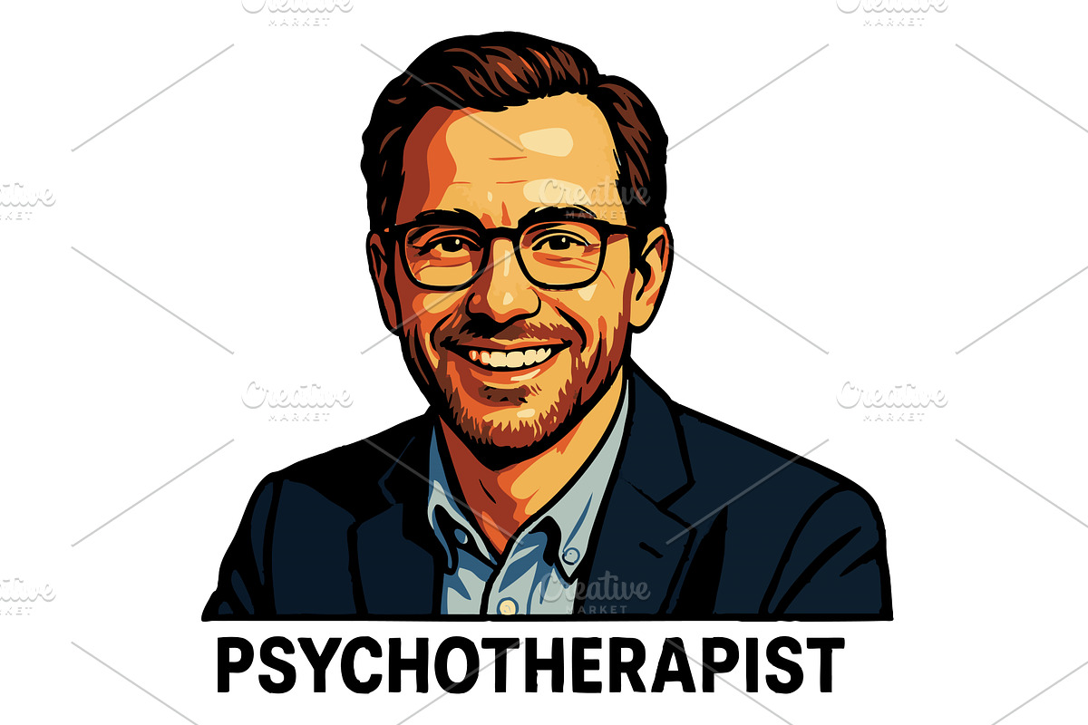 Smiling Male Psychotherapist vector, a Healthcare Illustration by AlexArt