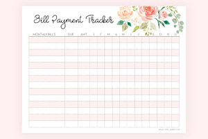 Bill Tracker Printable Letter Size