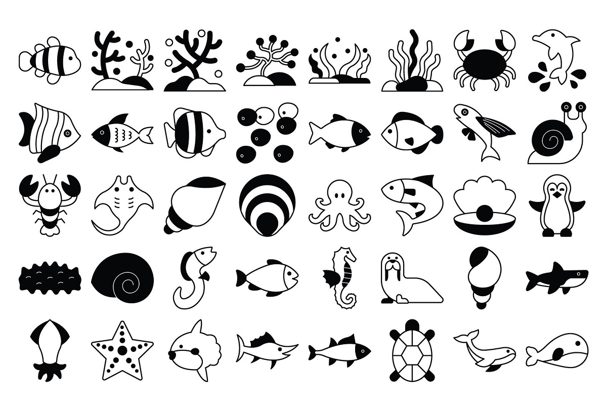 Sea Life Vector Icons Pack, an Icon by Vector Portal (Photo 3 of 6)
