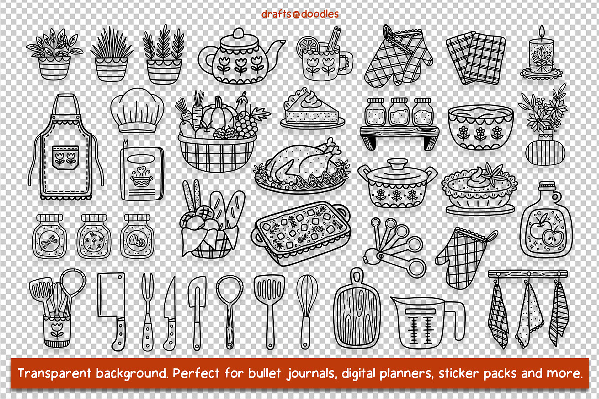 Cozy Kitchen Clipart and Patterns, an Object Illustration by Drafts n Doodles (Photo 5 of 14)