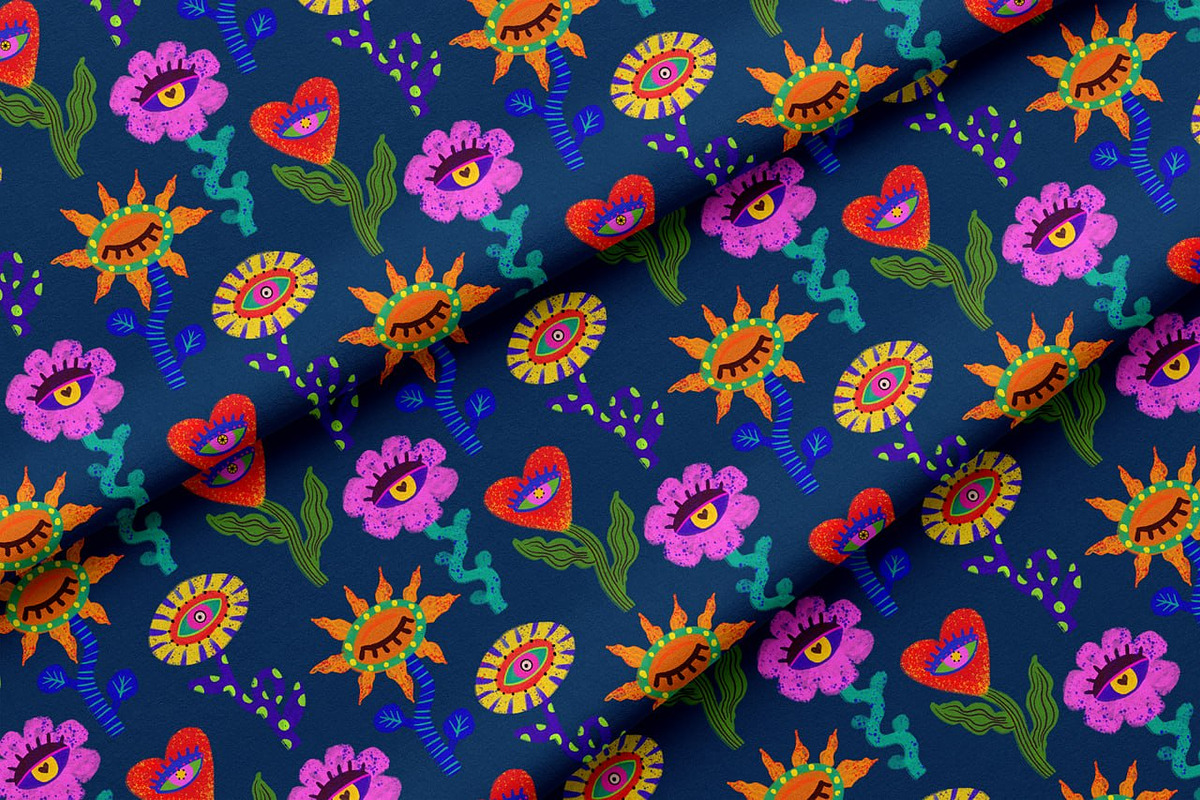 Trippy Blooms – Psychedelic Pattern, a Pattern Graphic by Alona Savchuk (Photo 7 of 7)