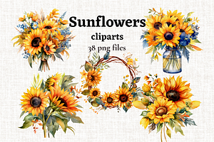 Sunflowers Bouquet Illustrations