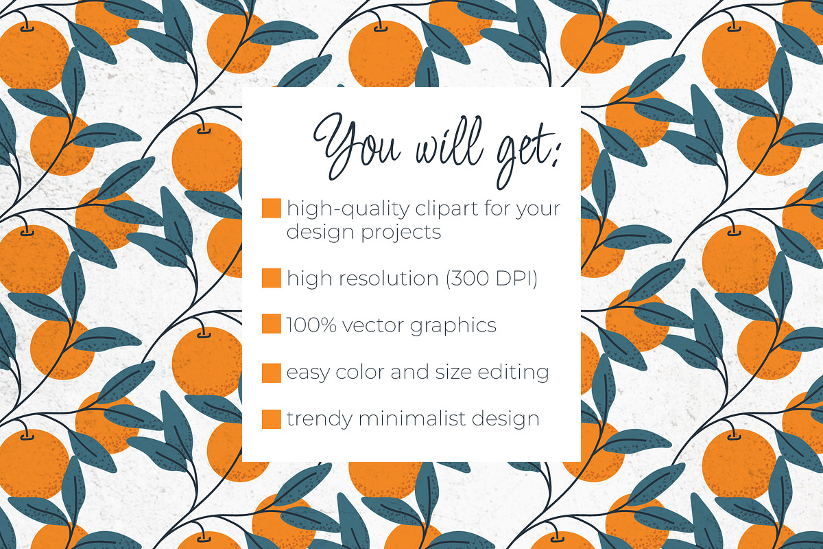 Orange Cliparts, Frames & Patterns, a Decorative Illustration by Panna Limon Store (Photo 10 of 11)