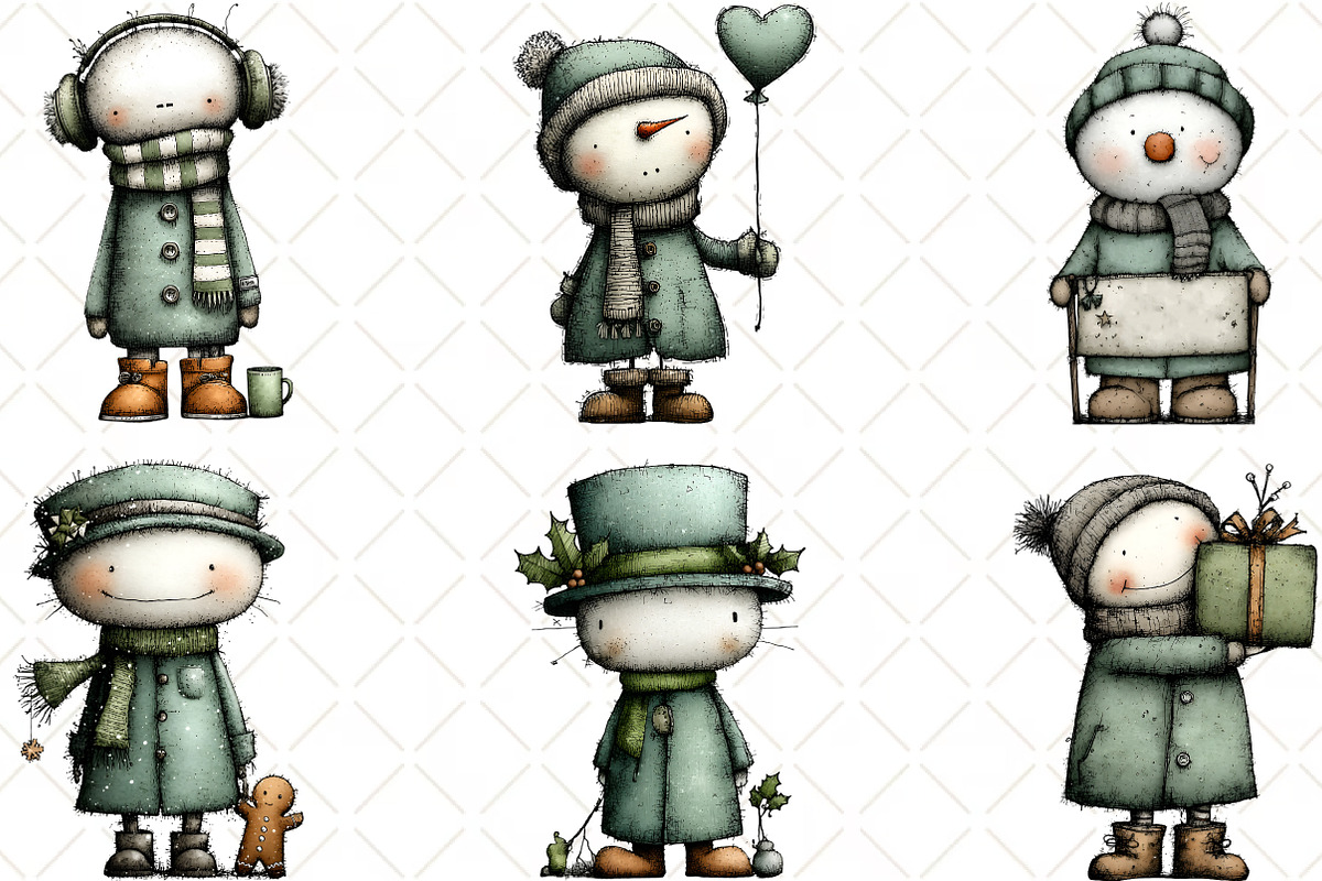 Christmas Snowman Clipart, an Illustration by Black Bird Studio (Photo 4 of 6)