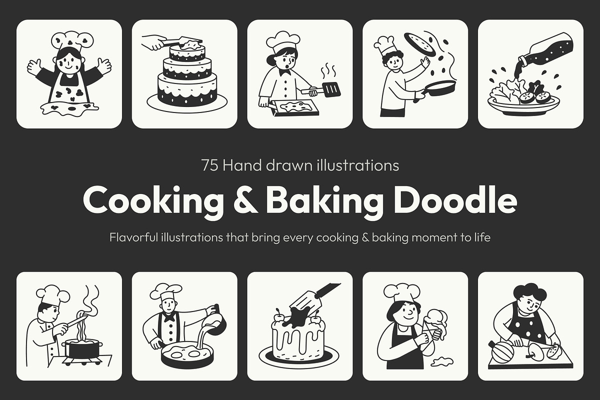 Cooking and Baking Doodle Icons, an Outline Icon by Vectors Market (Photo 1 of 8)