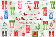 Christmas Wellington Boots Clipart, an Illustration by BarvArt (Thumbnail 1 of 6)