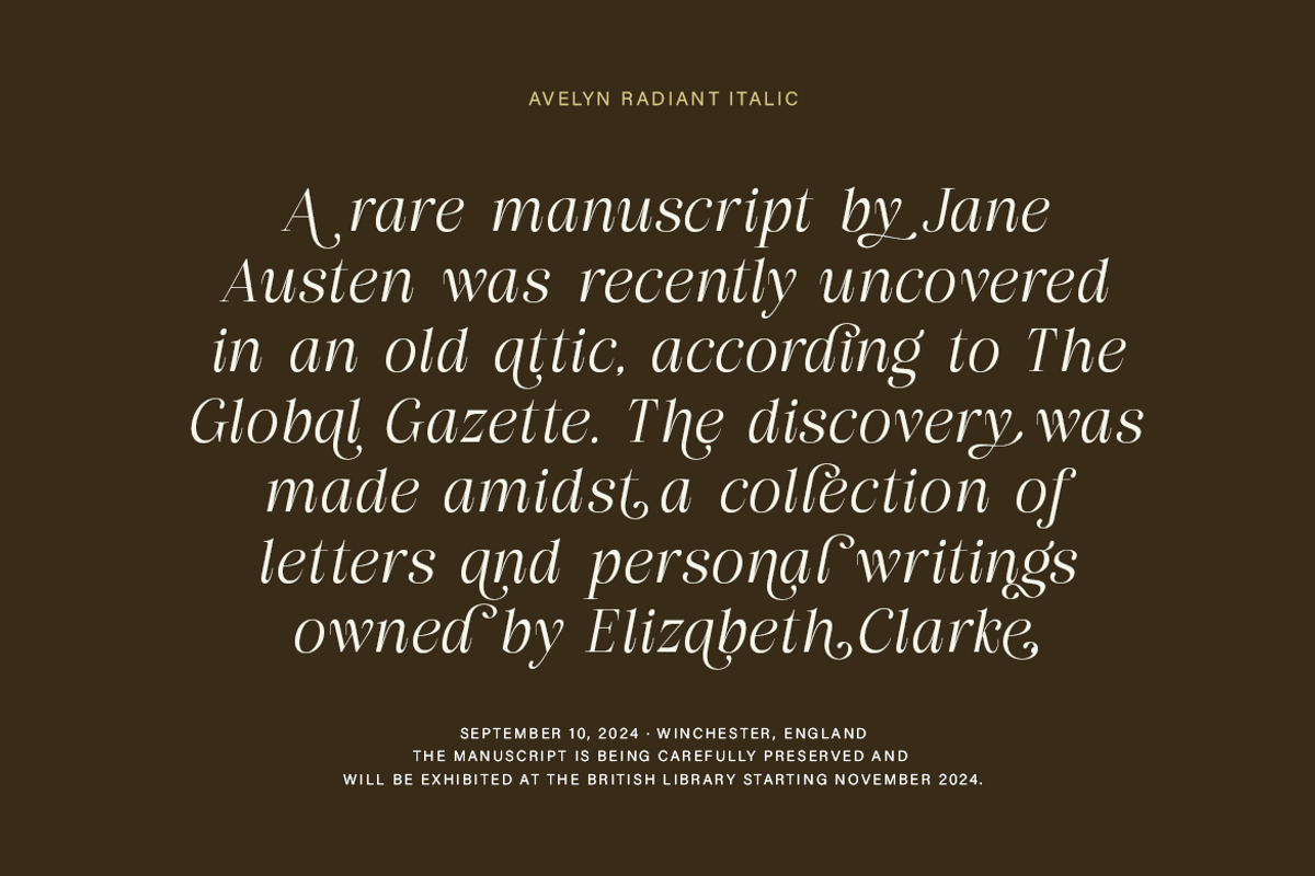 Aveline Radiant, a Serif Font by InkwellTypeCo (Photo 5 of 14)