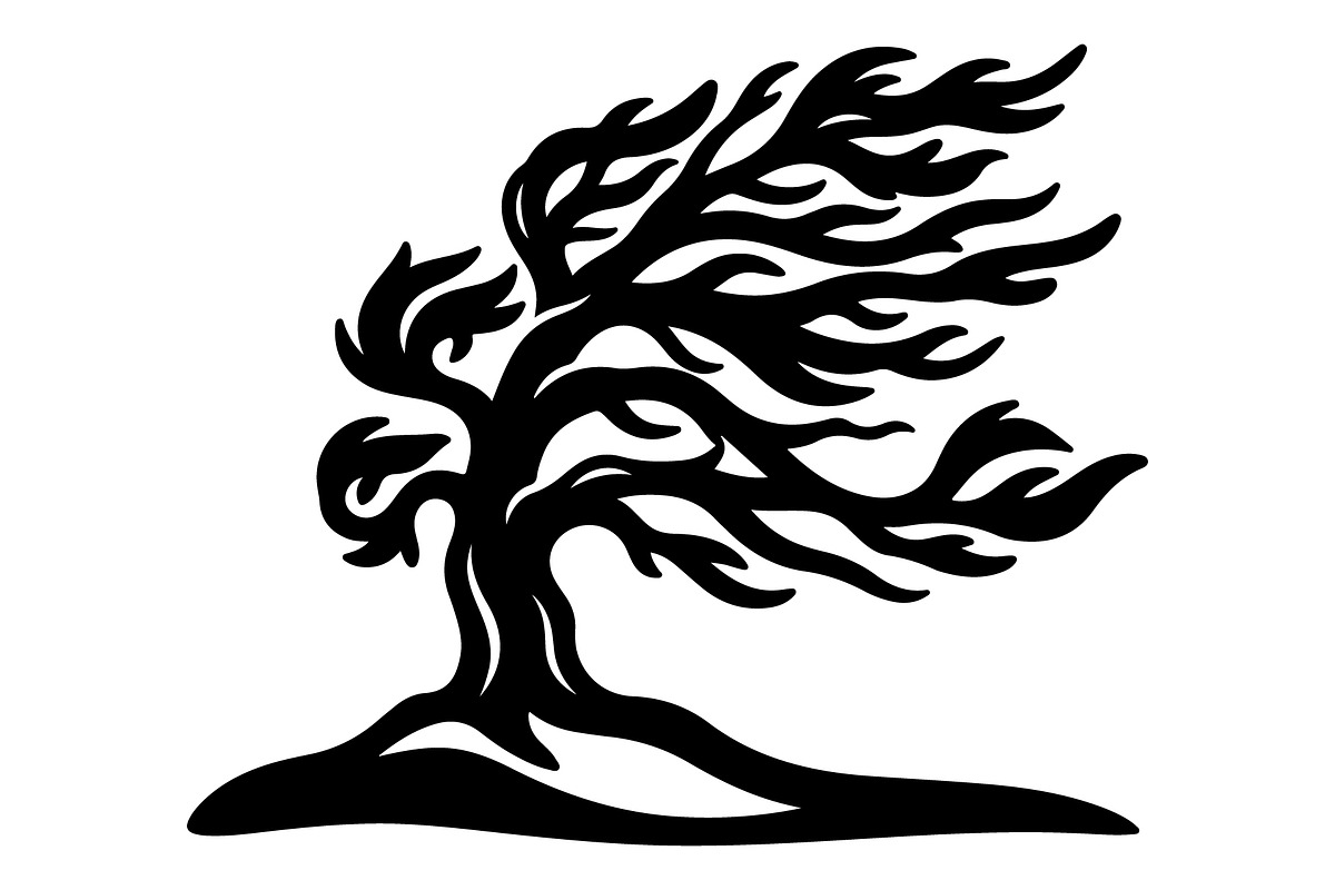 Windblown Tree Silhouette, an Object Illustration by Gfx_Store (Photo 2 of 16)