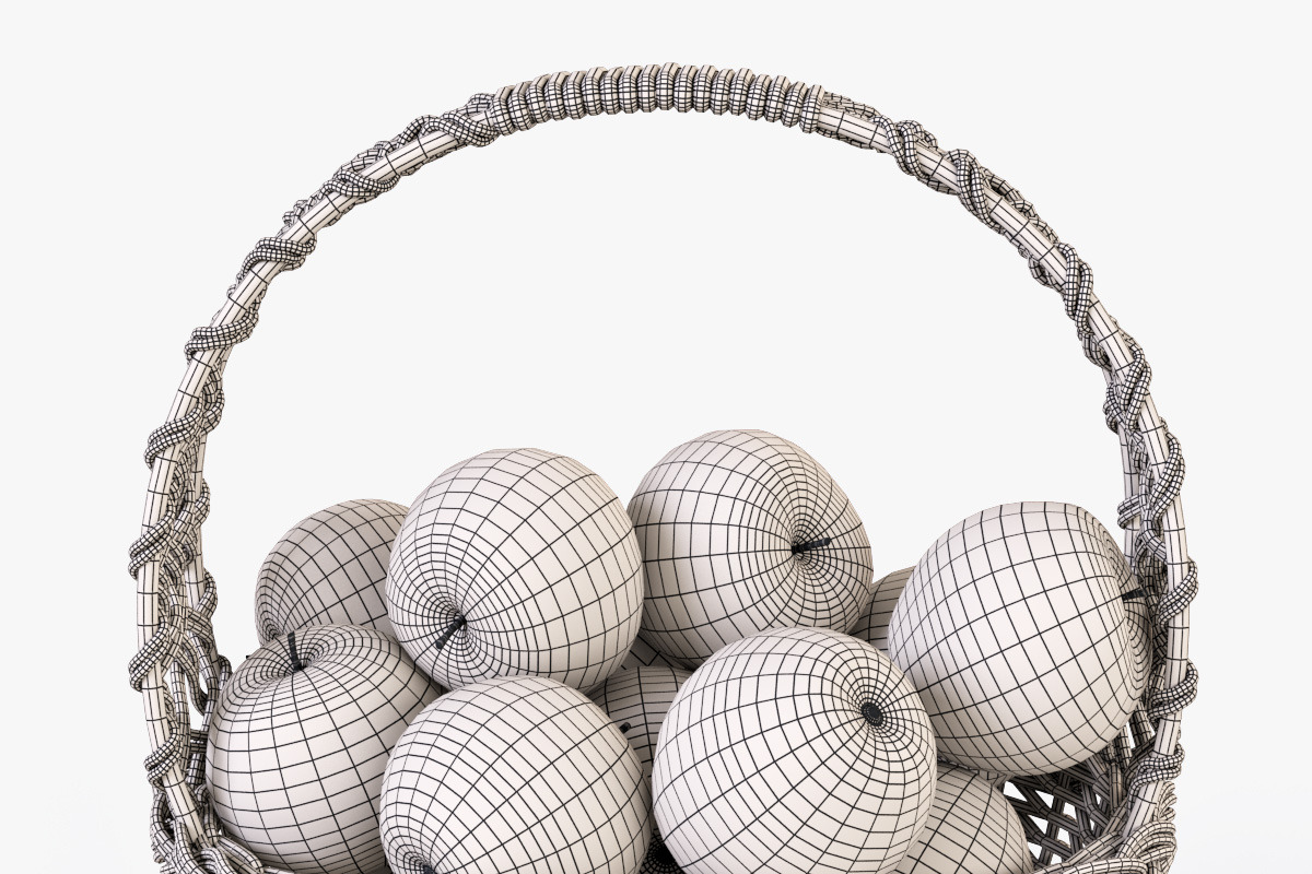 Wicker Basket 04 Gray with Apples, a Food & Drink 3D Model by Markelos (Photo 23 of 31)