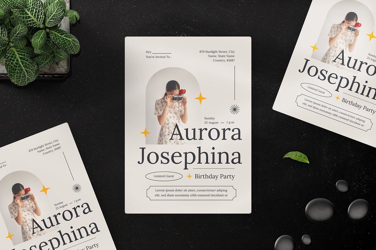 Minimalista Birthday Invitation, an Invitation Template by Annora Studio (Photo 1 of 4)
