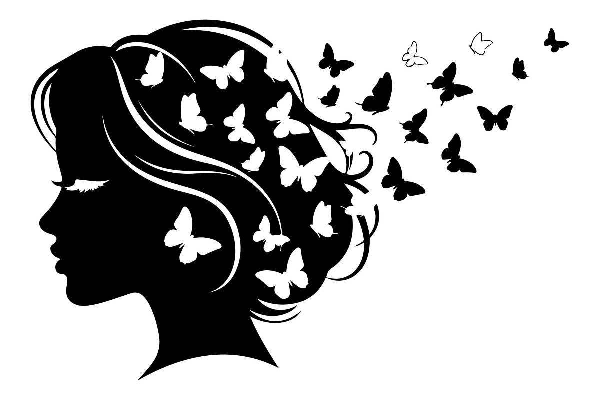 Woman Butterfly Hair Silhouette, an Object Illustration by yasushie (Photo 24 of 31)