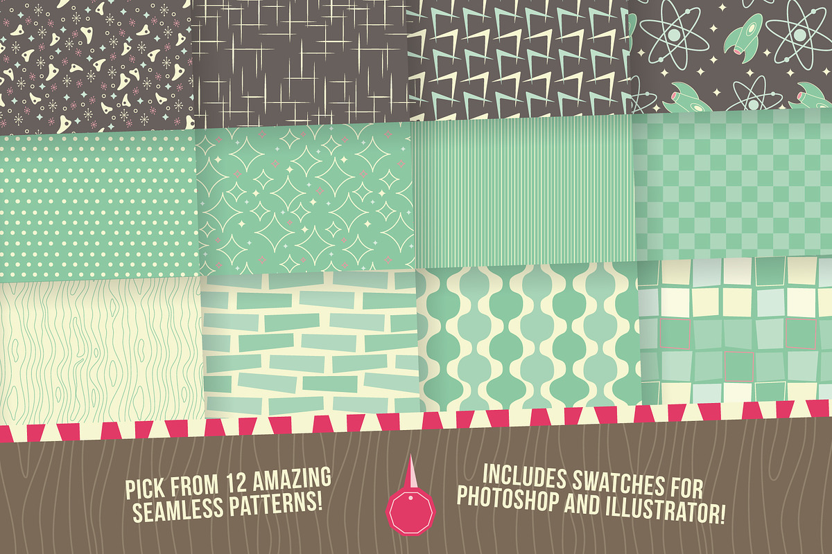 1950s Retro Seamless Patterns preview 2