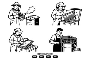 Beekeeping activities illustration, a Person Illustration by Vectorlina