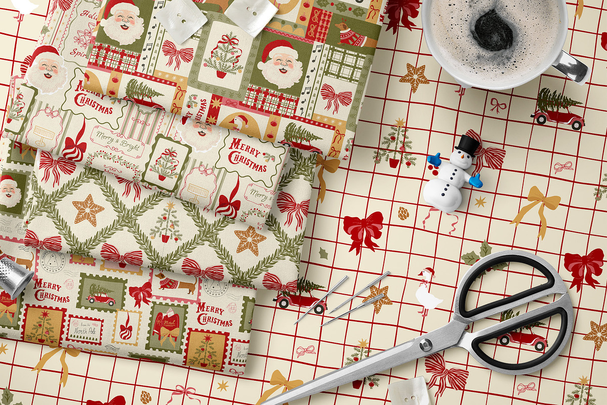 Vintage Christmas patchwork, a Pattern Graphic by Tani Kuzminka (Photo 2 of 27)