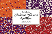 Autumn flowers. 4 simple patterns., a Pattern Graphic by GALAKAM (Thumbnail 1 of 6)