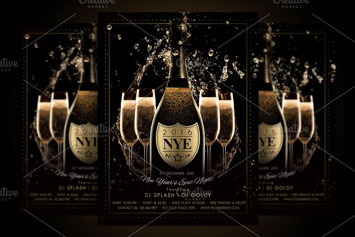 NYE New Year Flyer - Champagne Night, a Flyer Template by Ade Concept (Photo 1 of 4)