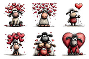 Funny Valentine Sheep Clipart Bundle, an Illustration by SinaCreation (Thumbnail 4 of 11)