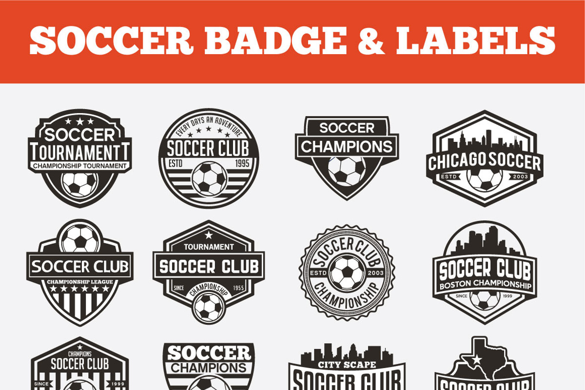 SOCCER BADGE & LABELS VOL1, a Branding & Logo Template by shazi (Photo 1 of 18)